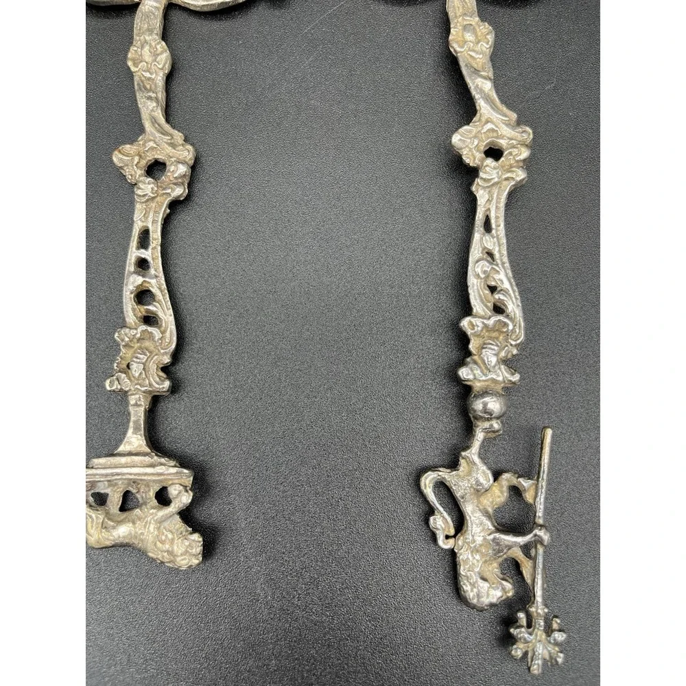 Italian Ornate Lion Spoon And Fork Serving Set Silver Plate